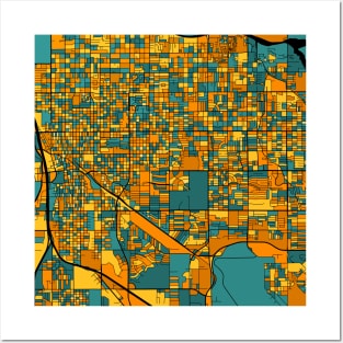 Tucson Map Pattern in Orange & Teal Posters and Art